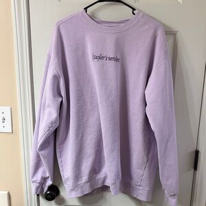 Taylor Swift Lavender Sweatshirt with Embroidered Text